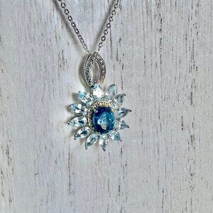 London Blue Topaz in Sterling Silver with Marquise Cut Sky Blue Topaz Stones